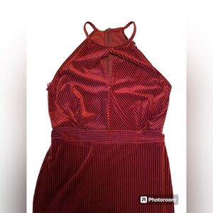Dynamite Women’s striped velvet red halter dress